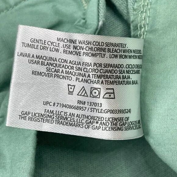 GAP Wide Leg Pants Women's Large Green‎ Pull On Style Linen Rayon Blend Relaxed - Picture 8 of 10